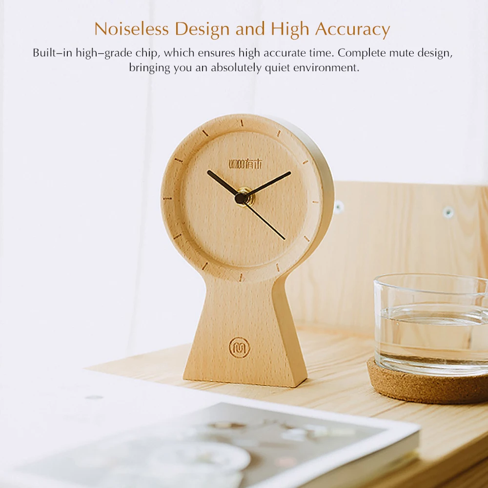 Alarm Clock Handmade Wood Eco-friendly Material Sunny Silent Non Ticking Wooden for Office Home Bedroom Living Room | Дом и сад
