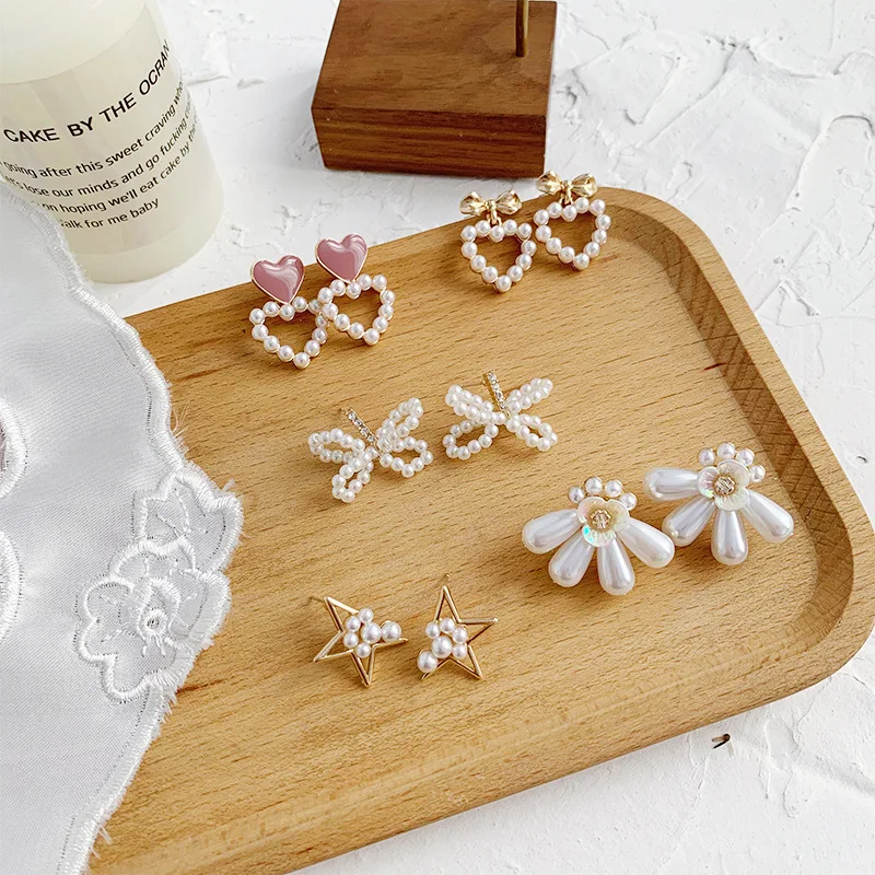 MuHan модные элегантные серьги-гвоздики в форме звезды с бантом и геометрическим