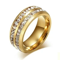 luxury womensmens ring fashion double rows rhinestones stainless steel ring wedding ring jewelry accessories lovers gift