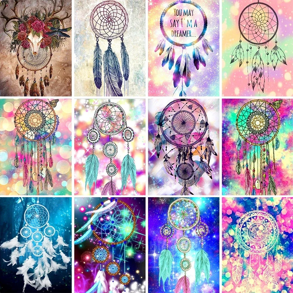 

5D Diy Full Diamond Painting Dream Wind Chime Dream Catcher Home Decoration Rhinestone Embroidery Mosaic Home Decor Painting