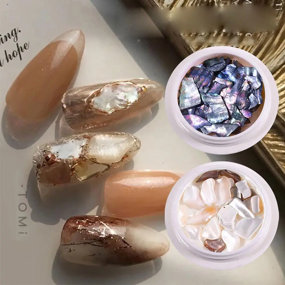 

1Pc 3D Abalone Shell Crushes Flakes Natural Irregular Shell Slice Pearls Nail Art Decorations Spangles Tips Manicure Accessories