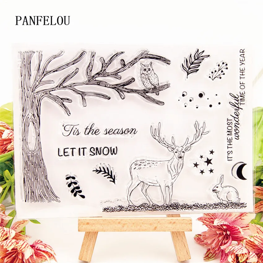 PANFELOU олень венок Лук прозрачная силиконовая резина прозрачные штампы мультфильм