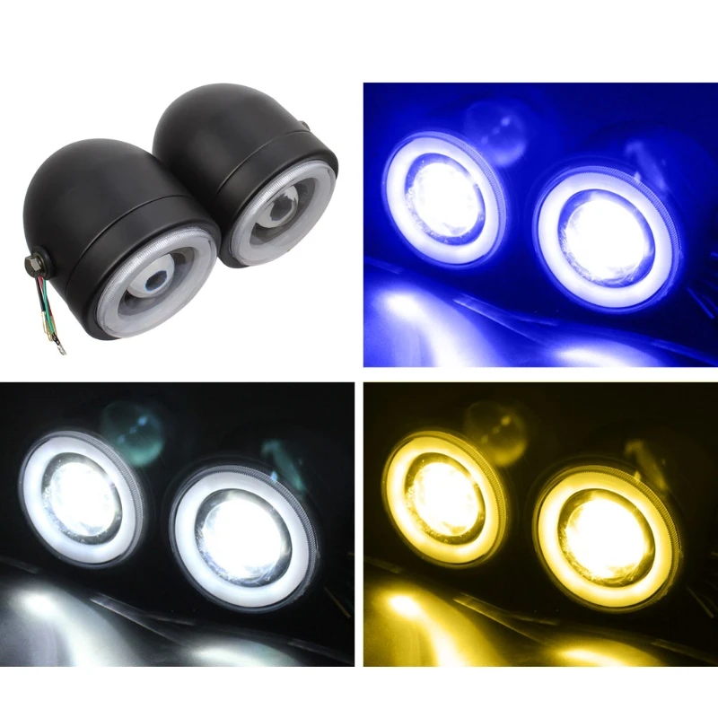 

Motorcycle Headlight Double LED Headlamp Round Headlight Angel Eyes for CG125 XXFF