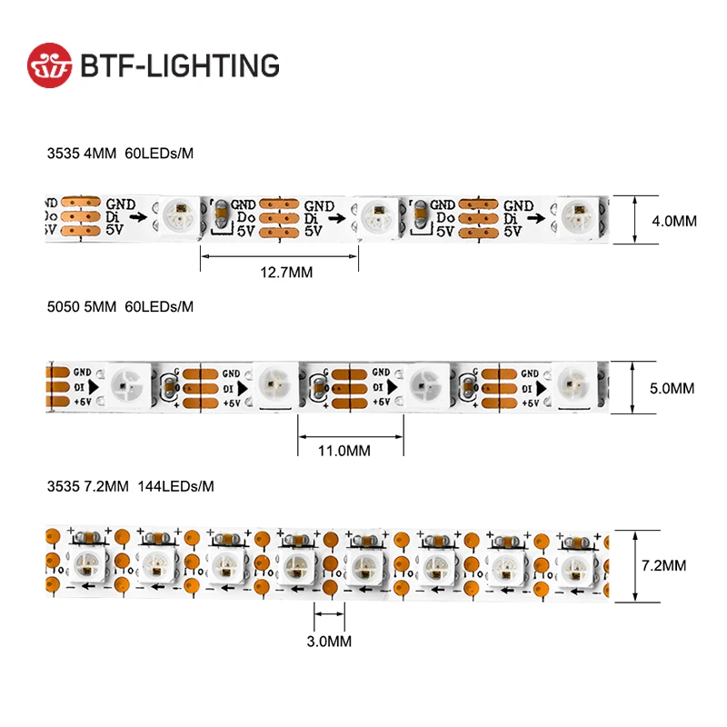 WS2812B Светодиодная лента 60 светодиодов/m 144 4 мм/5 мм/7 2 мм ширина PCB SK6812 RGB пикселей