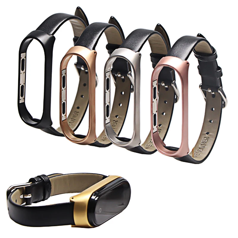 

Colorful Leather Black Rose Gold Case Smart Watch band for Xiaomi Mi Band 4/3 strap For xiaomi mi band 4 bracelet Miband 4 Strap