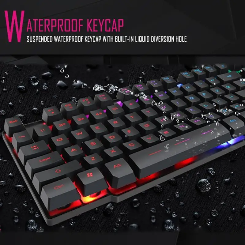 IMICE AK-600 104 клавиш USB игровая клавиатура Проводная Подсветка эргономичная клавиатура с 12 мультимедийными клавишами для компьютер ноутбук ПК