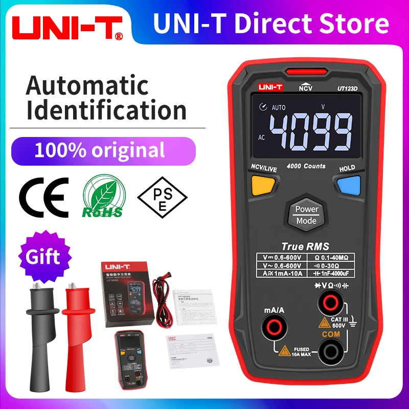 Ручной цифровой мультиметр U-NIT UT123/UT123D Бесконтактный индикатор напряжения силы
