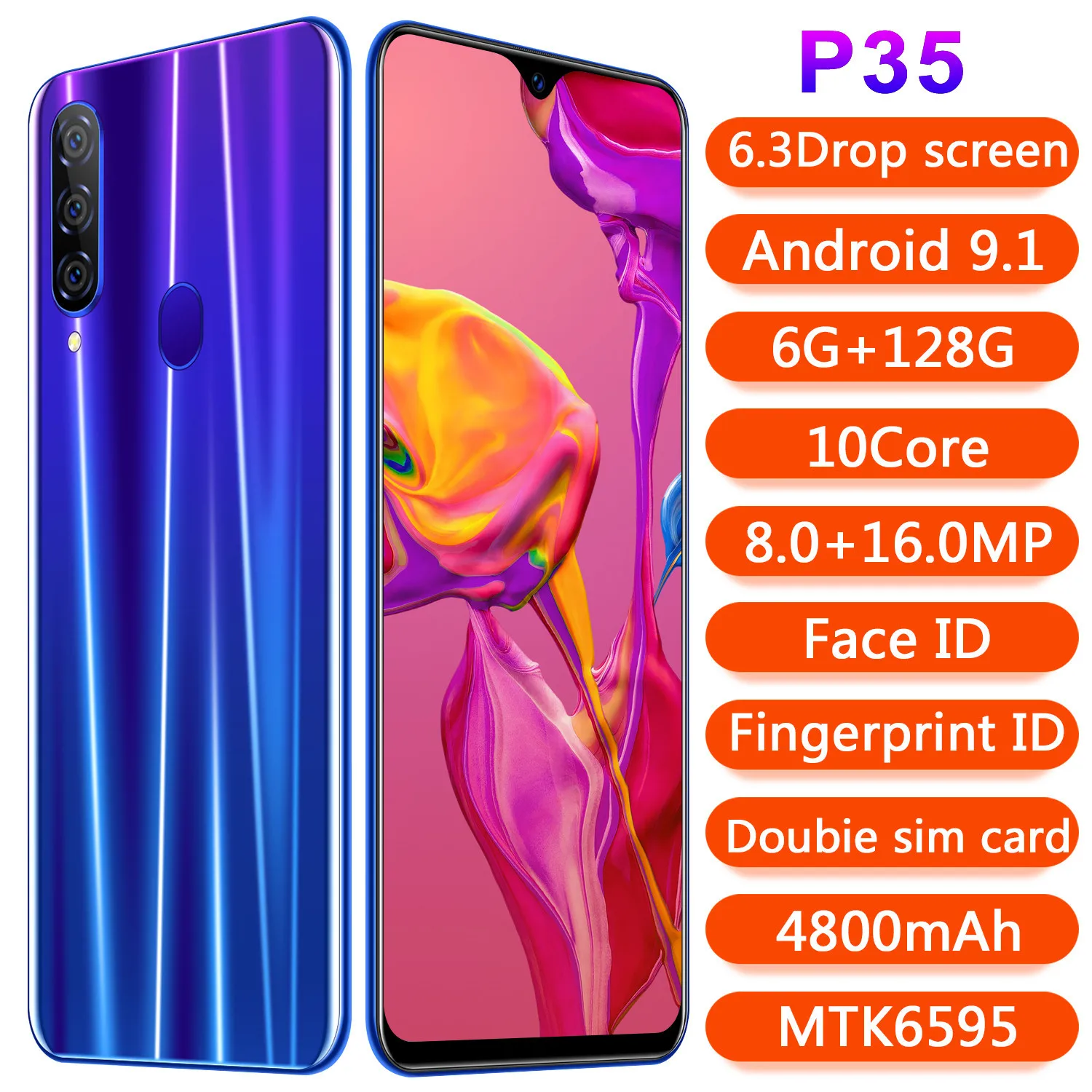 Смартфон P35 MTK6595 6 3 дюймовый FHD мобильный телефон 1080*2320 3G разблокированный