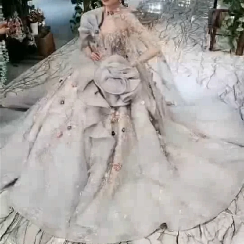 

BGW 358ht Grey Formal Party Dress 2020 Ball Gown Strapless Applique Special Evening Dresses Long Cape Kleider Damen Abendkleid