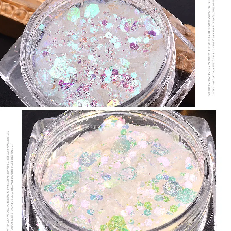 

6Pcs/Set Aurora Unicorn Nail Art Glitters Mixed Hexagon Nail Powder Sequins Mermaid Nail Flakes Holographic Manicure Decorations