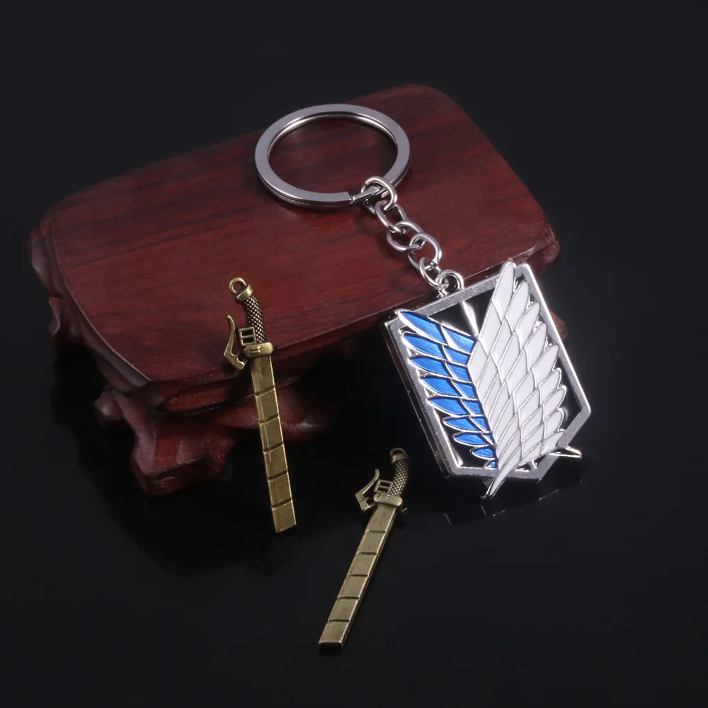 Anime Attack on Titan Keychain Shingeki No Kyojin Wings of Liberty Sword Weapon Pendant Key Chains for Men Jewelry | Украшения и