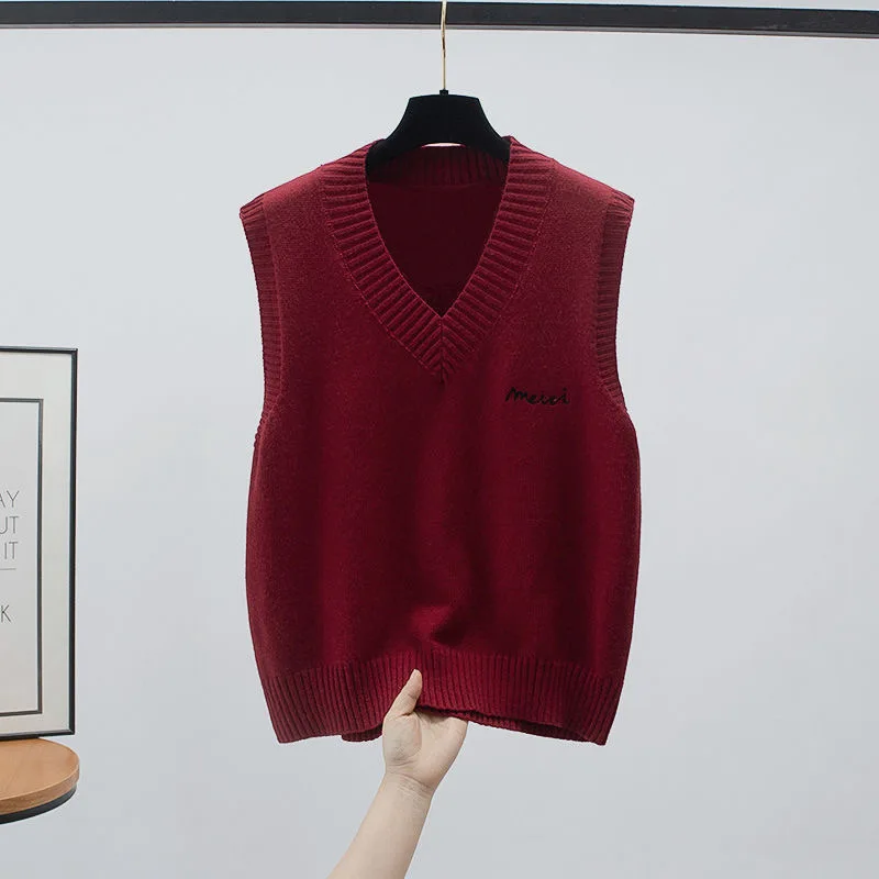 Женский однотонный трикотажный жилет Повседневный свитер без рукавов с