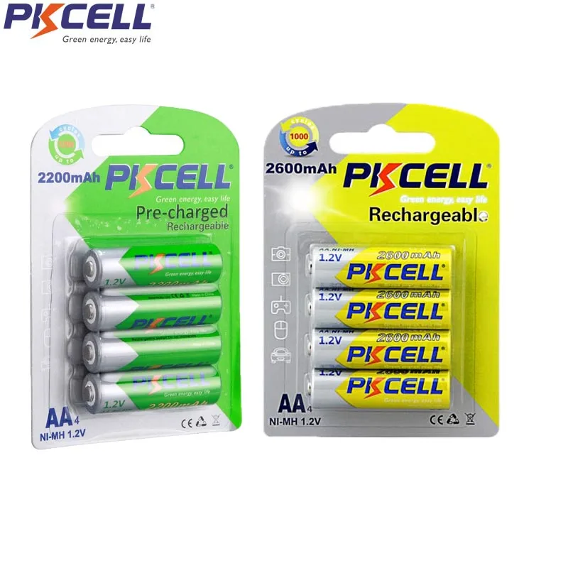 8Pcs/2cards PKCELL AA 1.2V NIMH 2600mah Rechargeable Battery And 2200mah LSD For Camera | Электроника