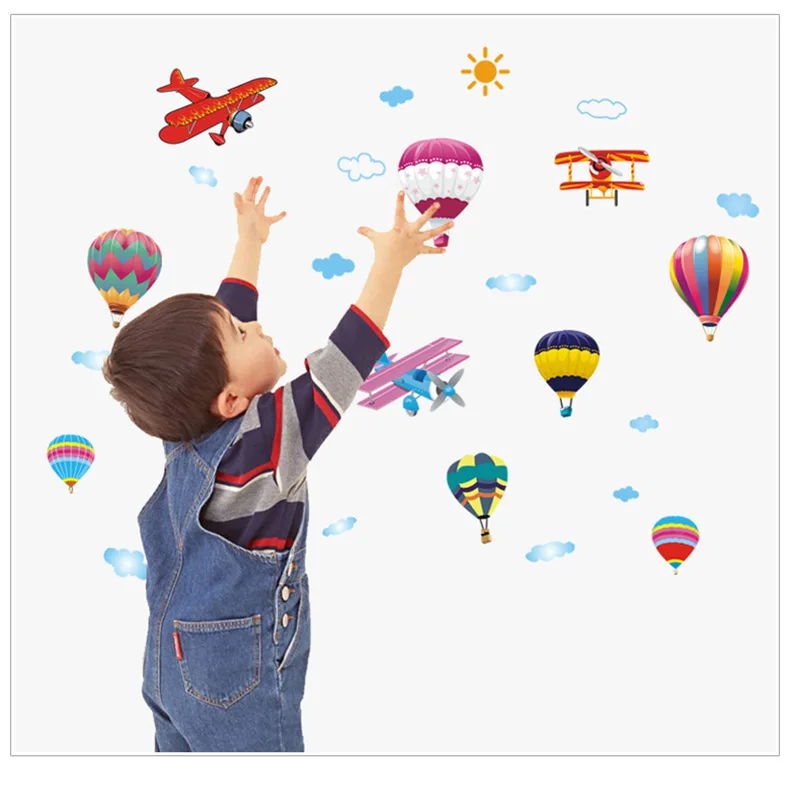 

Hot air balloon children bedroom kindergarten classroom layout background wall decoration PVC self adhesive wall decal