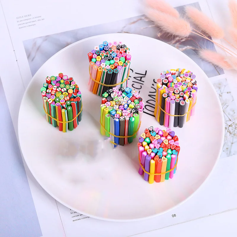 50 шт. украшения для ногтей Фруктовый цветок животное кекса глины палочки