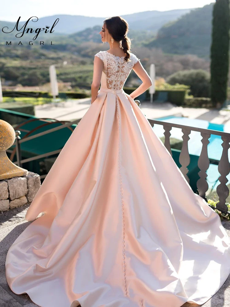 

MNGRL New simple wedding dress backless sleeveless design chiffon lace bride dresses princess dress plus size tailor-made