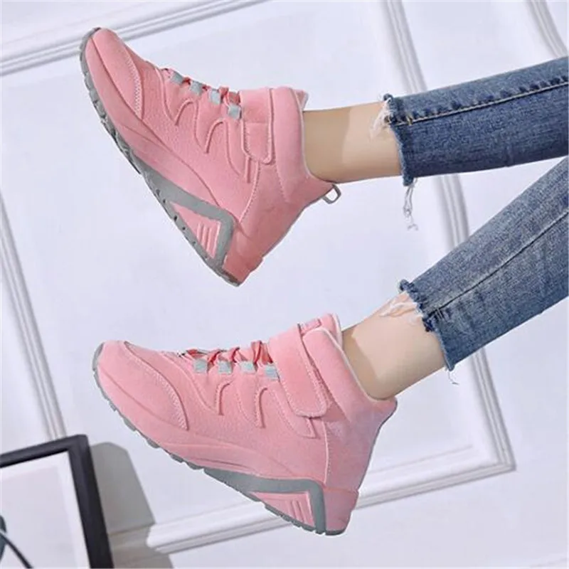 Новинка женские осенне-зимние кроссовки на платформе высокие для студентов