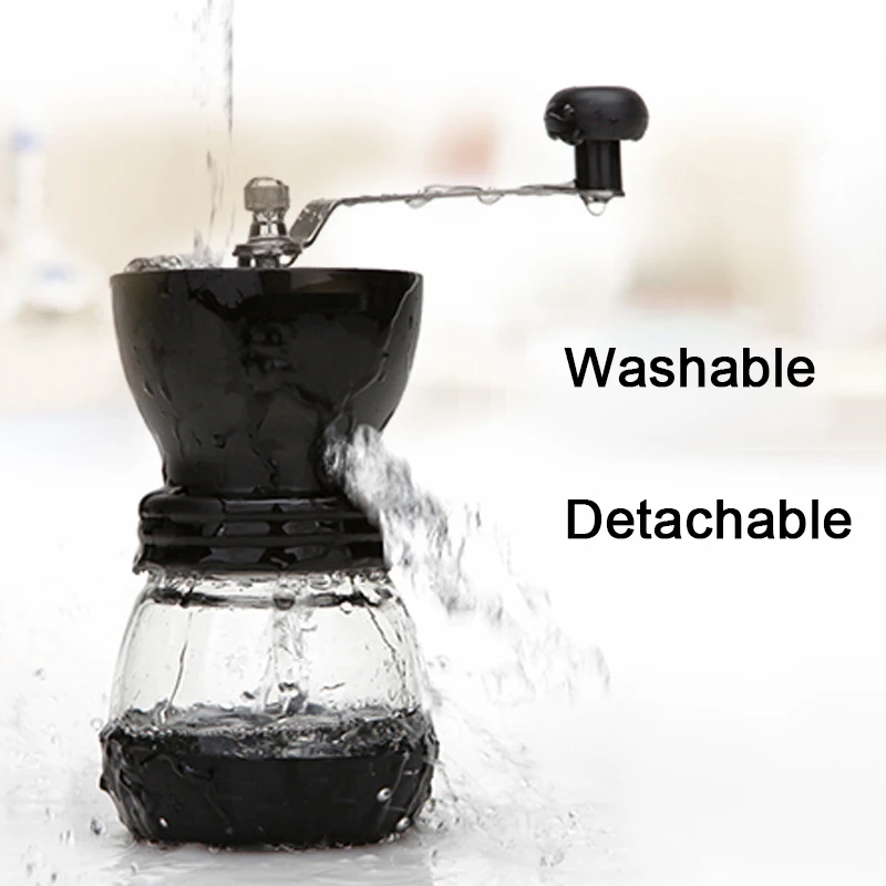 Ручная Керамическая коническая Кофемолка с двумя стеклянными банами для