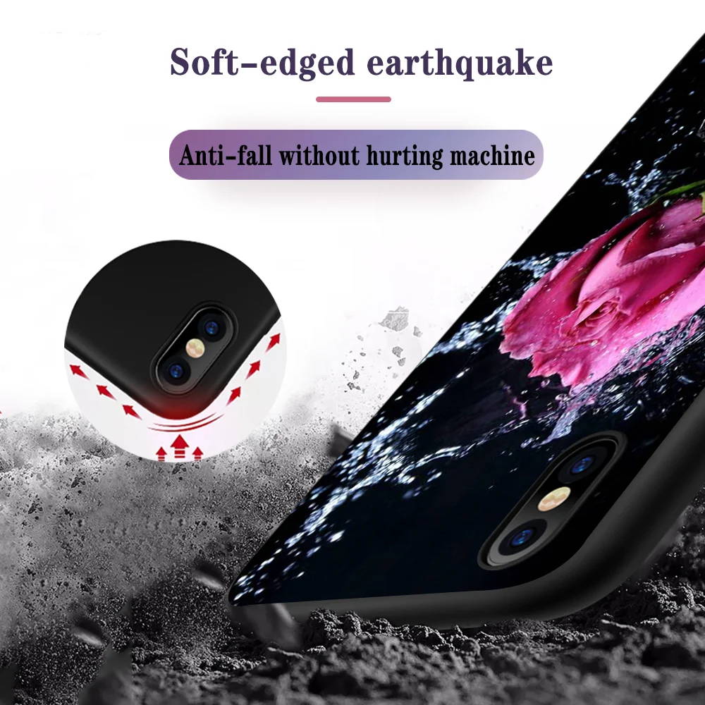 

Flower Red Rose Phone Case For iPhone 11 Case for IPhone 11 Pro XR X XS Max 7 8 6S Plus SE 2020 Soft TPU Back Cover Funda Couple
