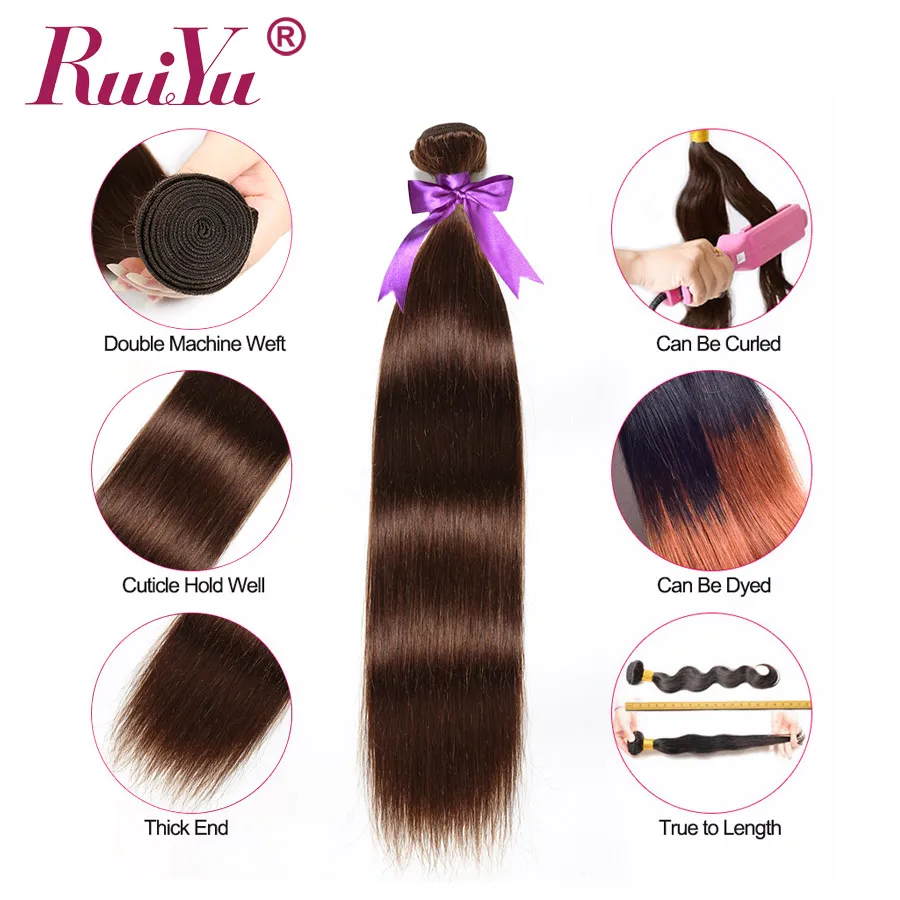 Human Hair Bundles With Closure Straight Hair Bundles With Closure Brazilian Hair Weave Bundles With Closure RUIYU Non-Remy Hair