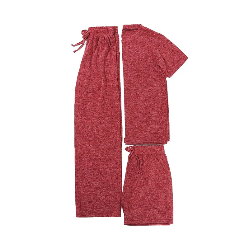 

Lazy three piece fairy house pants girlfriends set net red casual lazy home short sleeve Shorts Set