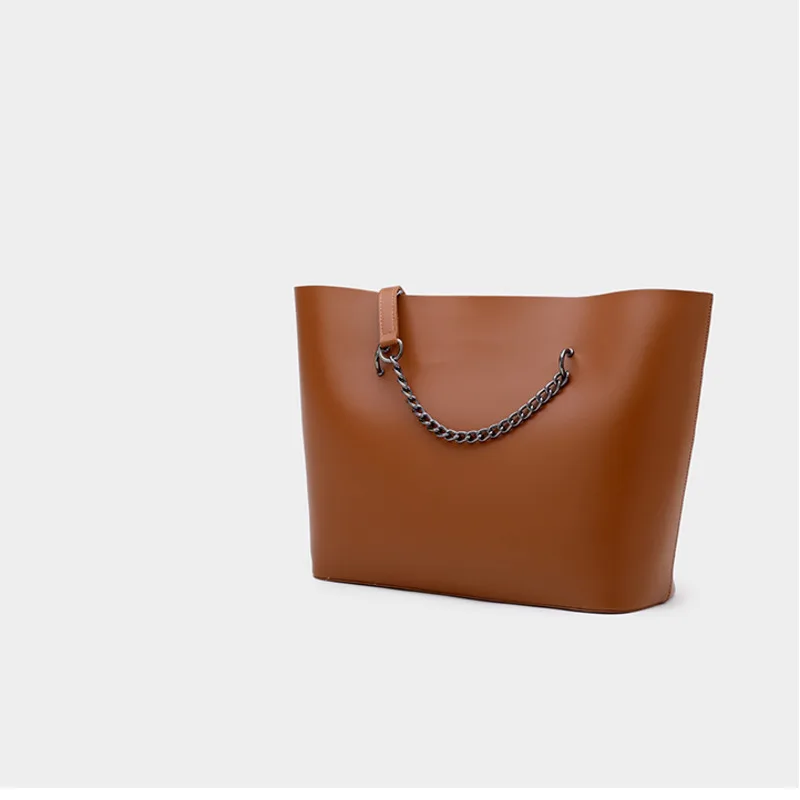 

Quality Leather Bag Women 2020 New Simple Large Capacity Tote Pack One Shoulder Chain Leisure Shopping Travel Package D203
