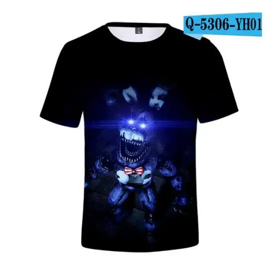 Новая футболка с 3D принтом «пять ночей с героями мультфильмов» Детская футболка с короткими рукавами для мальчиков и девочек топы, футболка с рисунком из аниме детская одежда