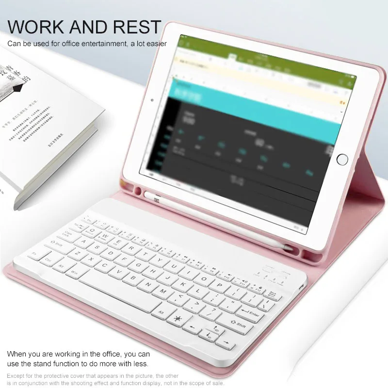 Для iPad 10 2 2019 Портативная Беспроводная Bluetooth клавиатура + ПУ кожаная Магнитная