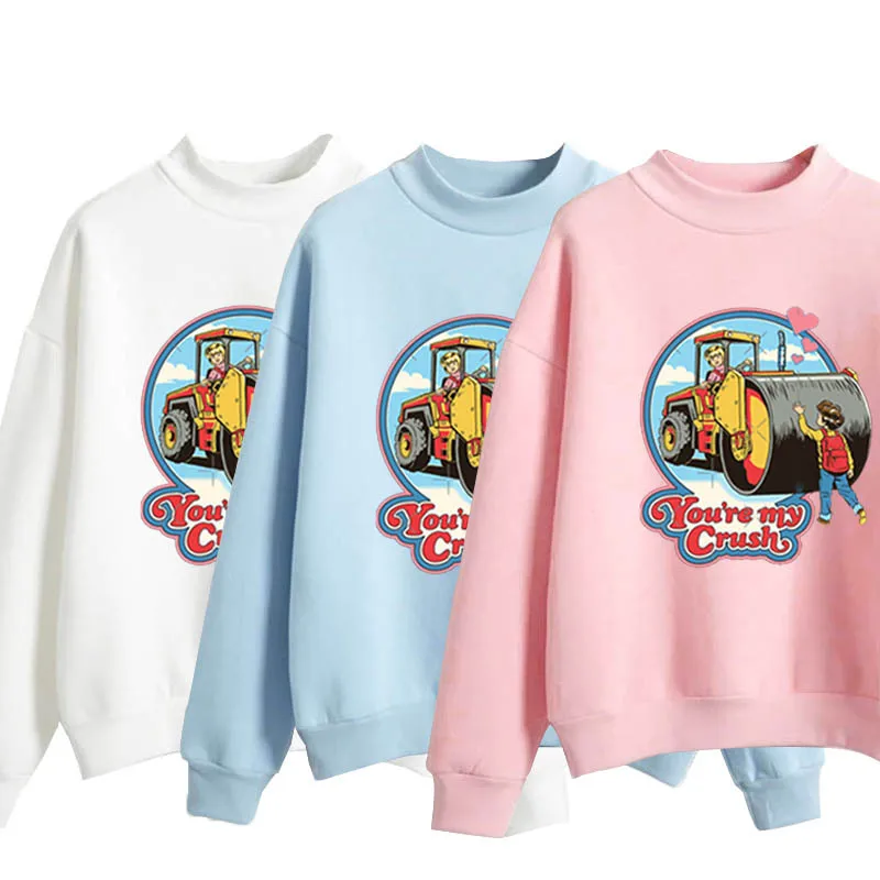 

New Style for Autumn and Winter Candy-Colored Lovers Wear Youure My Crush Printed Pattern All-match Cool Mid-Collar Sweater