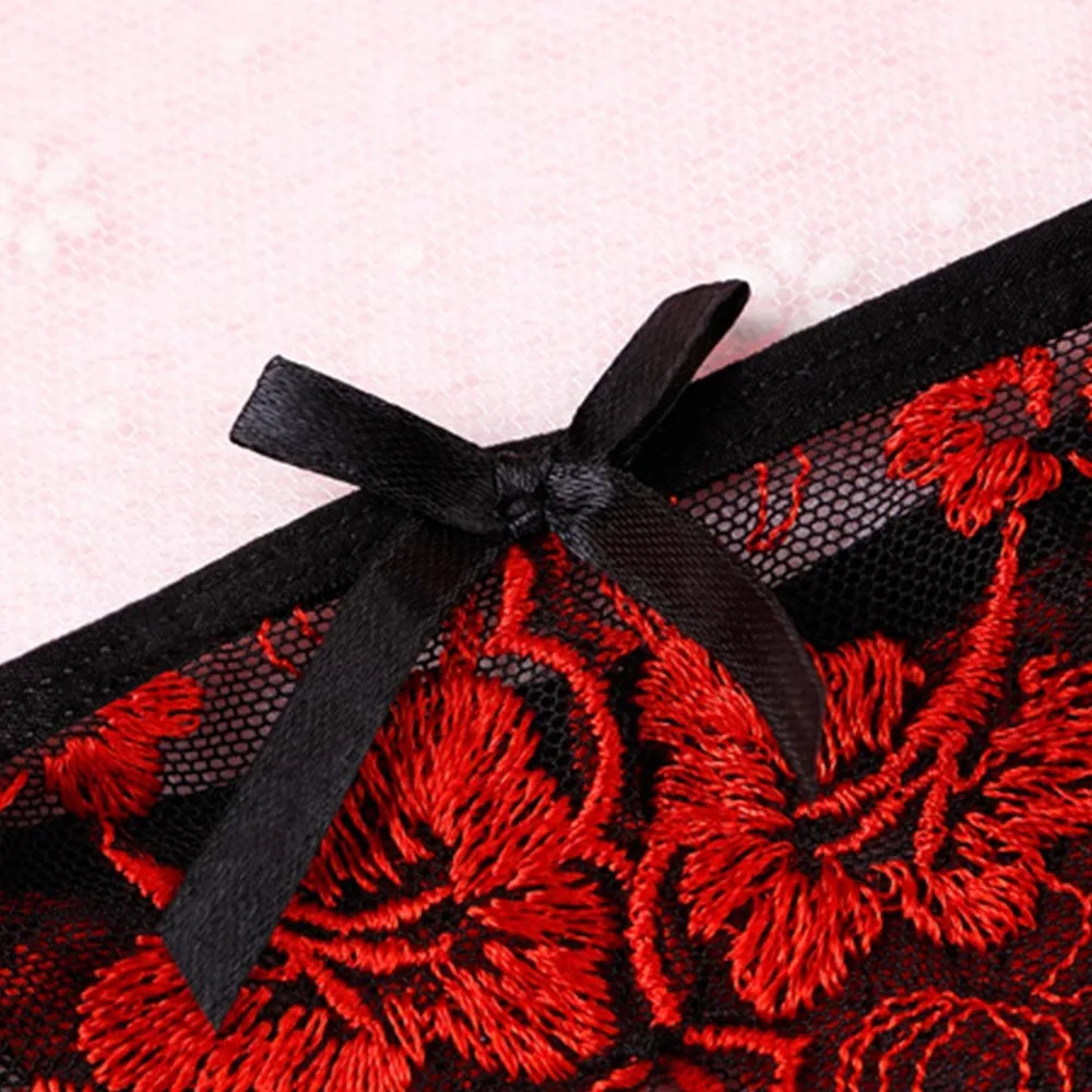 Sexy Underwear Crotchless Embroidered Panties Exotic Women Lingerie Open Crotch Lace Floral Embroidery Thongs Lacing Briefs