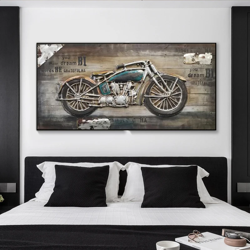 Мотоцикл ретро холст художественные плакаты картины Домашний Декор гонки
