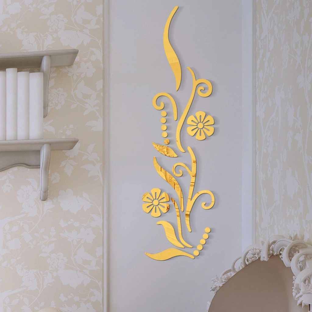 

Flower wall stickers 3D stickers wall decoration retro home decoration mirror stickers DIY modern living room