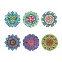 2021 premium design mandala pattern round drink coasters for glasses cups vases candles on your wood glass or stone dining table