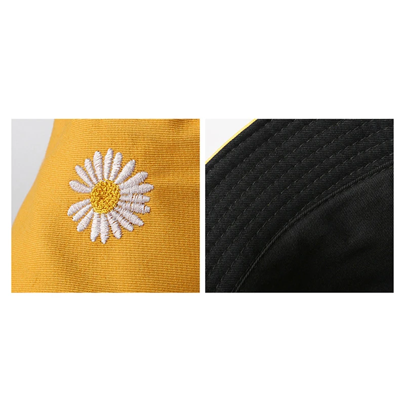 

Summer Daisies Bucket Hat Women Fashion Cotton Beach Sun Hats Reversible Floral Hat Fisherman Hat