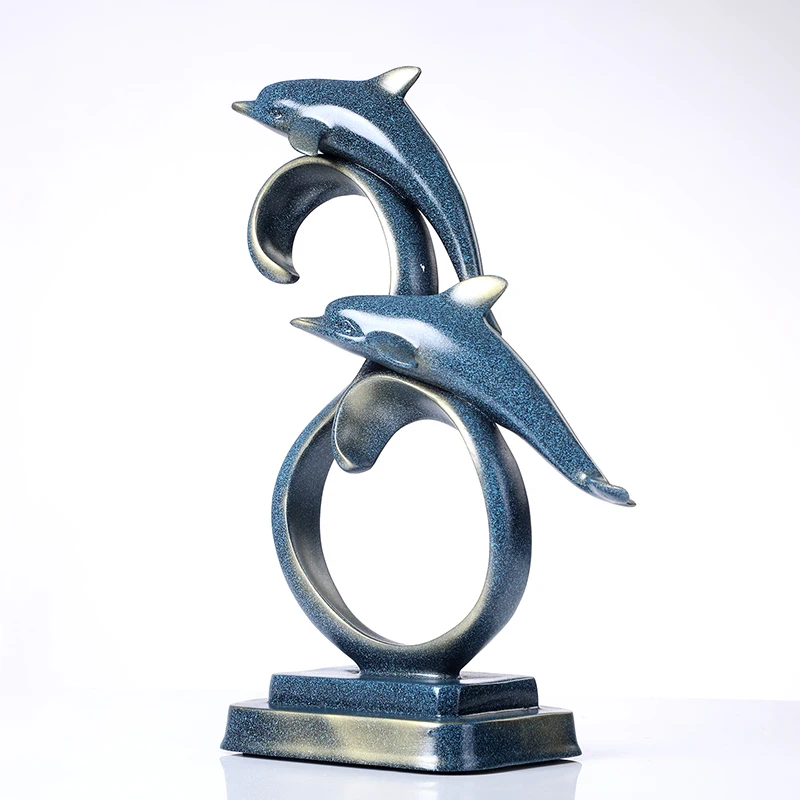 Couple Dolphin Miniature Resin Lovers Figurine Marine Craft Home Decor Ornament Wedding Gift Valentine's Day Souvenir | Дом и сад