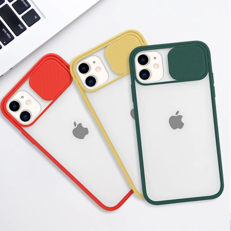 For iPhone 11 Pro Max Sliding Cover Protection Lens Transparent Phone Case SE (2020) XR XS MAX 6 6S 7 8 Plus |