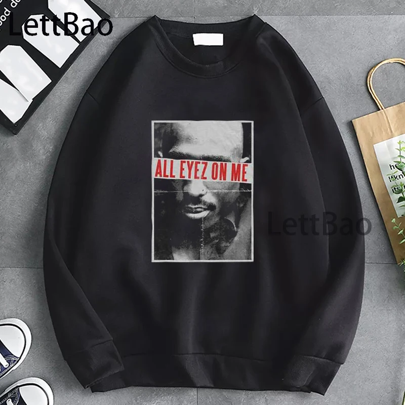 

Черная Толстовка Tupac All Eyes On Me в стиле хип-хоп, рэп 2Pac, крутые забавные мужские/женские Топы с длинным рукавом в стиле Харадзюку, дышащие хипст...