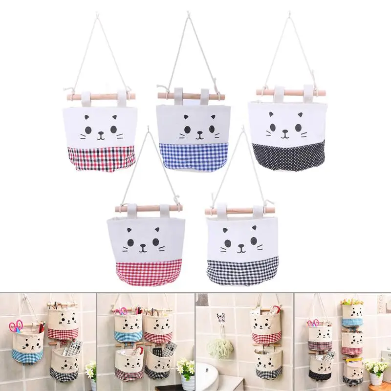 Cotton Linen Wall Hanging Organizer Pocket Cartoon Storage Bags Pockets for Cosmetics Storages Containers Girls Purse 60XX | Дом и сад