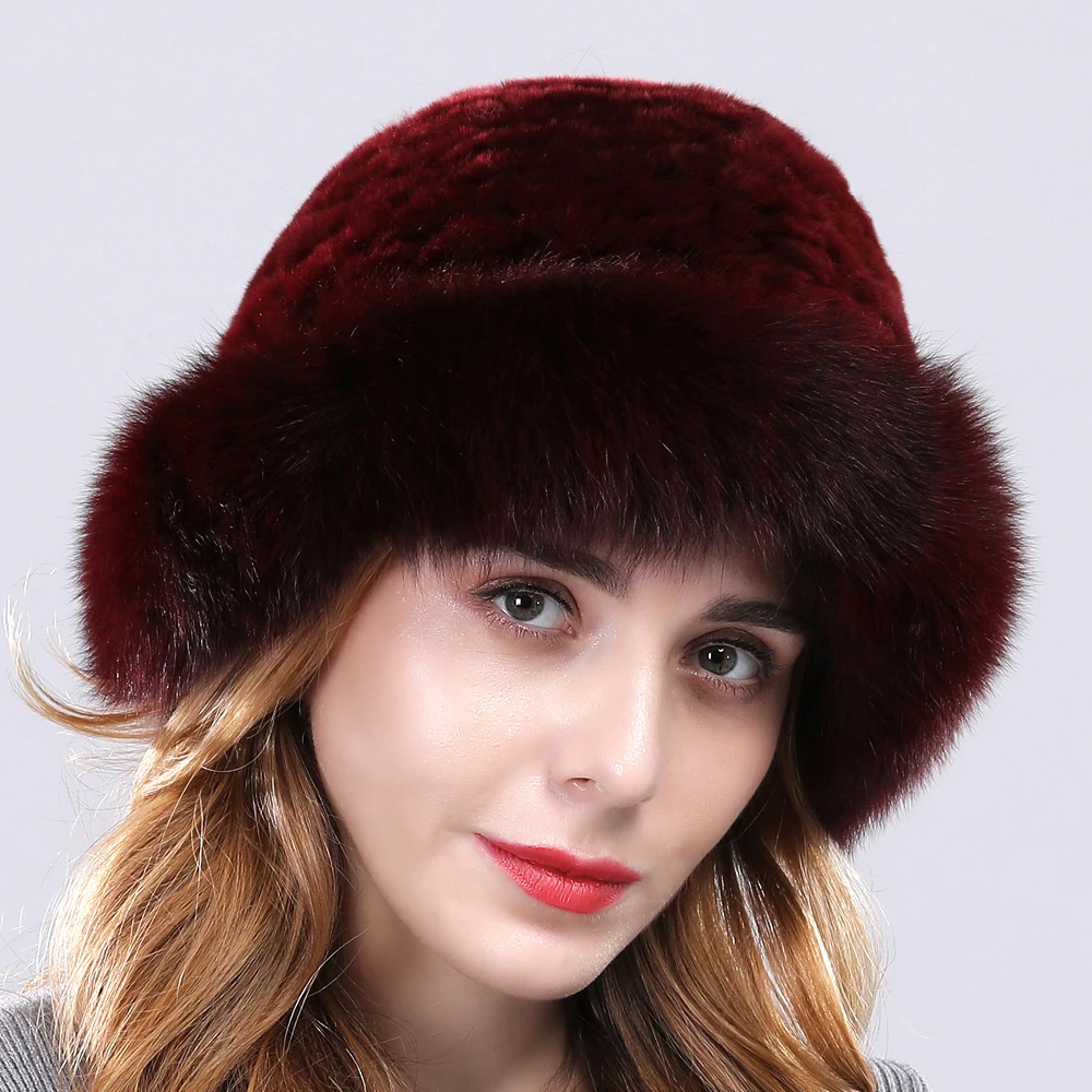 Зимние теплые меховые верхние Женская шапка настоящий мех кролика Кепка с меха