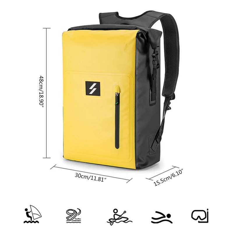 

2021 New 25L Large Capacity PVC Backpack Roll Top Waterproof Dry Bag Knapsack for c.cling