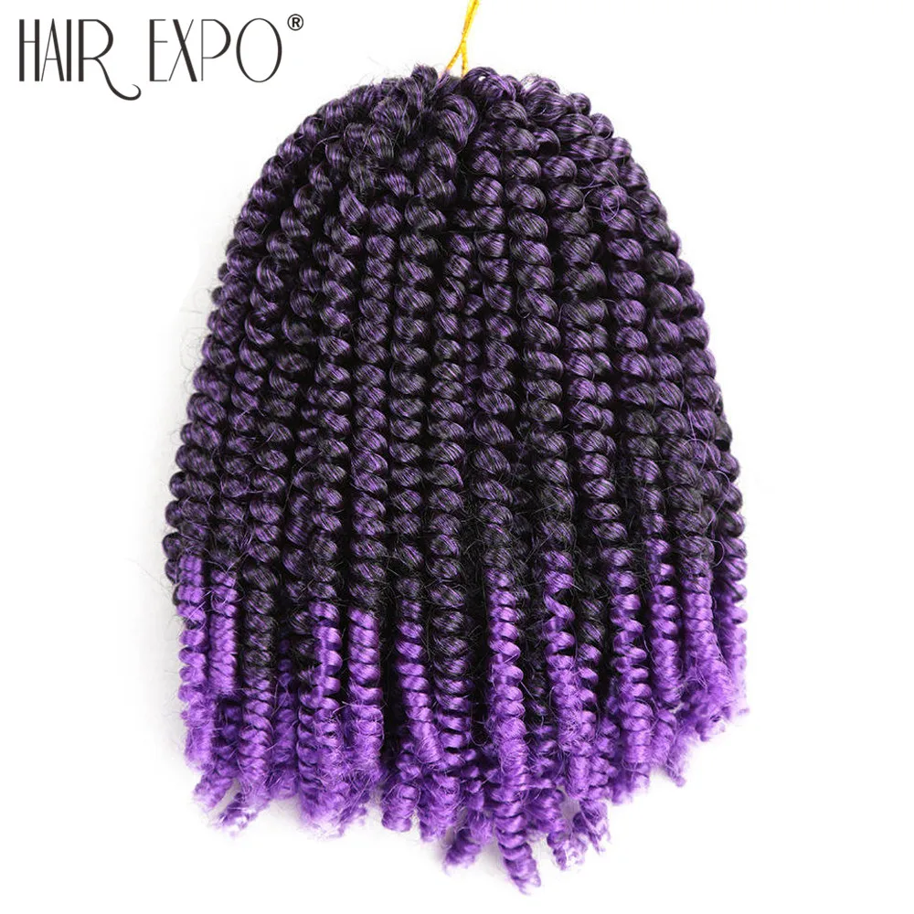 

8inch Fluffy Spring Twist Crochet Hair Jamaican For Black Women Synthetic Ombre Crochet Braiding Hair Extension Hair Expo City