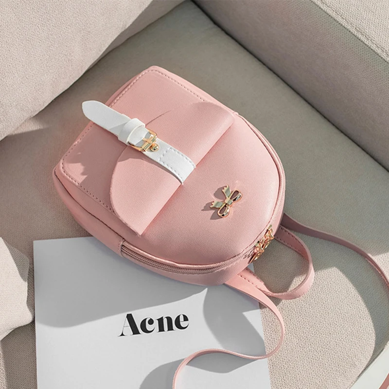 Повседневный многофункциональный Женский мини рюкзак с двойной молнией и бантом