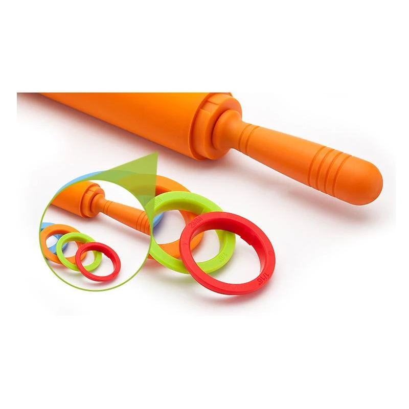 

50cm Silicone Rolling Pin Adjustable Non-Stick Dough Roller With Four Thickness Rings Making Pastry Baking Tool Kitchen Items