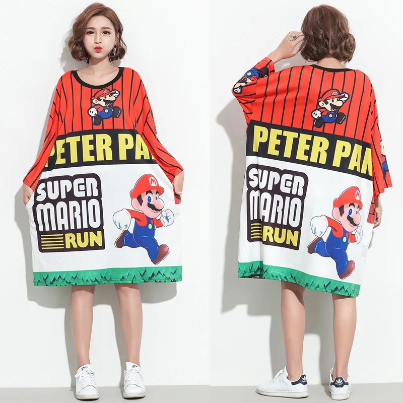 2019 летние женские футболки с принтом Супер Марио большие размеры дизайнерская