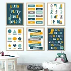 Алфавит цифровой месяц стол обучение детская комната настенная Картина на холсте скандинавские плакаты и принты настенные картины декор детской комнаты