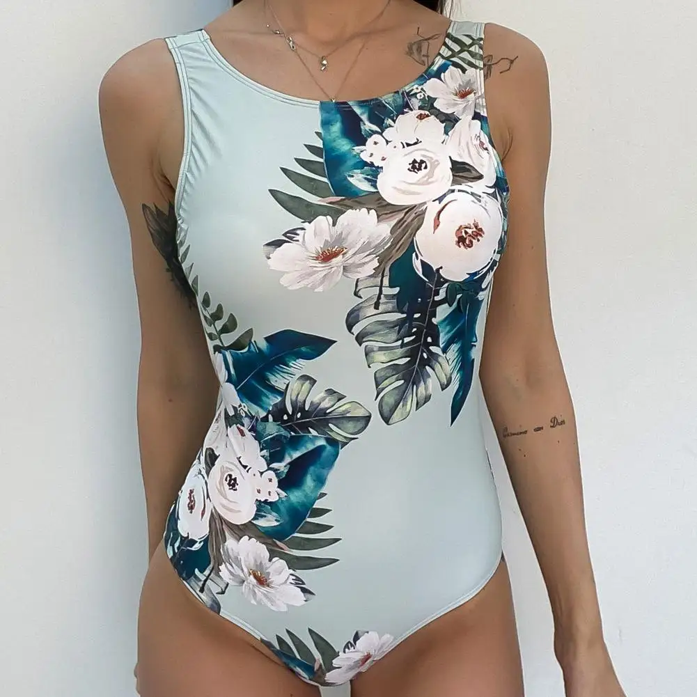 

Women Swimwear One Piece Swimsuit Female Swimming Suits Sexy Flower Printed Bikini Swimsuit