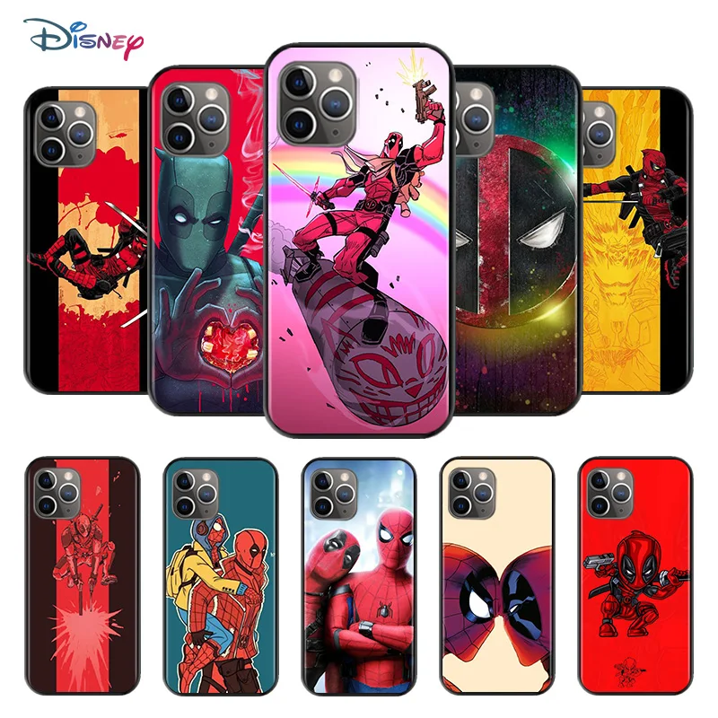 

Marvel Deadpool Avengers Super Hero For Apple iPhone 12 11 XS Pro Max Mini XR X 8 7 6 6S Plus 5 SE TPU Silicone Black Phone Case
