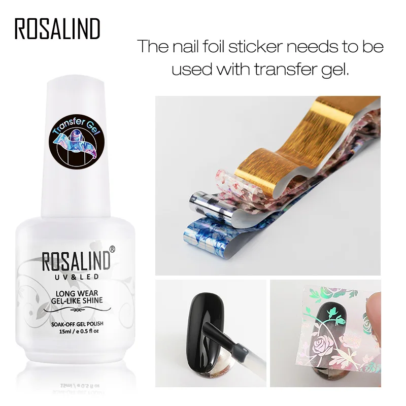 Наклейки ROSALIND Slider из фольги для женского дизайна маникюрного набора верхние