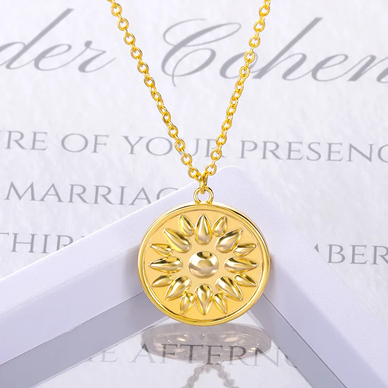 

Golden Sunrise Stainless Steel Necklaces For Women Modern Simple Pendant Engagement Party Couple Necklace Jewelry Gift Wholesale