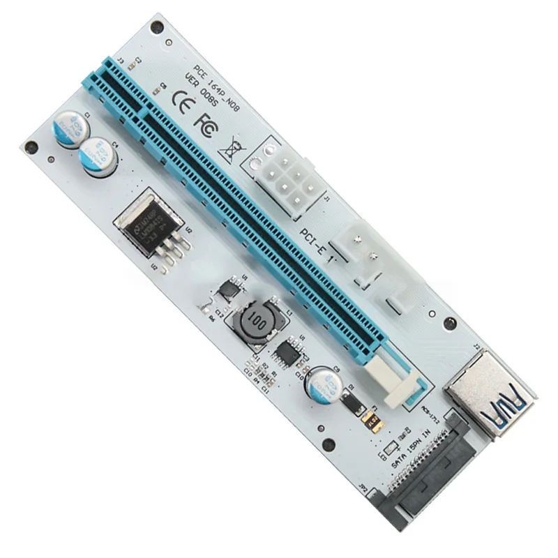 Riser 008S PCIe PCI-E PCI Express Card 4 Pin 6 SATA порты 1X 4x 8x 16x USB 3 0 кабель для передачи данных